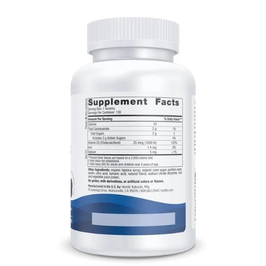 Vitamin D3 Gummies, 1000 IU Wild Berry, 120 gummies, Nordic Naturals - Vitax.ro
