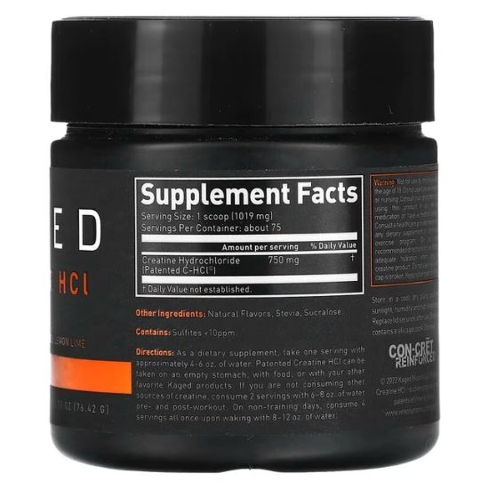 Creatine HCl, Lemon Lime, 76g, Kaged Muscle - Vitax.ro