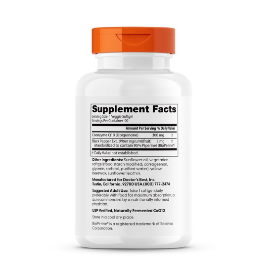 High Absorption CoQ10 cu BioPerine, 300mg, 90 veggie softgels, Doctor's Best - Vitax.ro