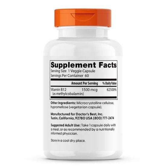 Fully Active B12, 1500mcg, 60 vcaps, Doctor's Best - Vitax.ro