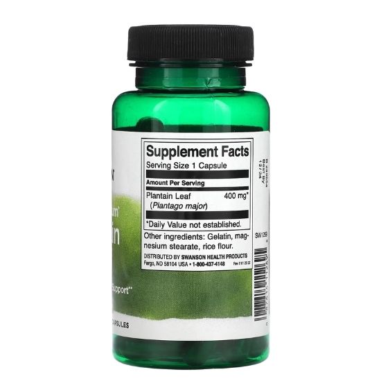 Full Spectrum Plantain Leaf, 400mg, 60 caps, Swanson - Vitax.ro