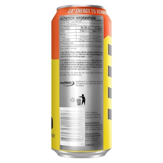 C4 Explosive Energy Drink, Orange Slice, 12 x 500 ml, Cellucor