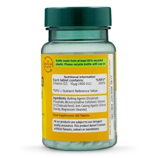 Vitamin D3, 10mcg, 120 tablets, Holland & Barrett