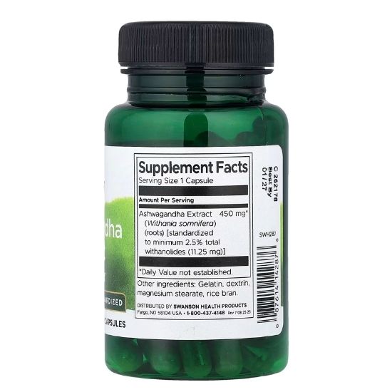Ashwagandha Extract, 450mg, 60 caps, Swanson - Vitax.ro