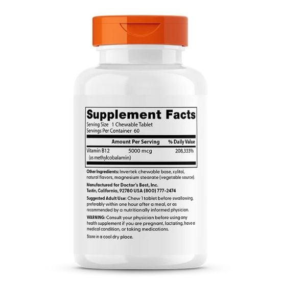 Chewable Fully Active B12, Mixed Berries, 60 tabs, Doctor's Best - Vitax.ro