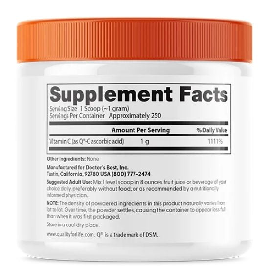 Pure Vitamin C Powder cu Quali-C, 250g, Doctor's Best - Vitax.ro