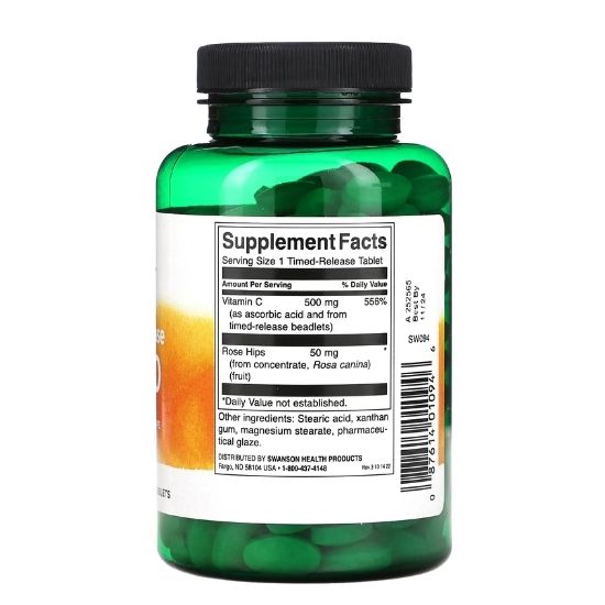Vitamin C with Rose Hips, Timed-Release, 500mg, 250 tabs, Swanson - Vitax.ro