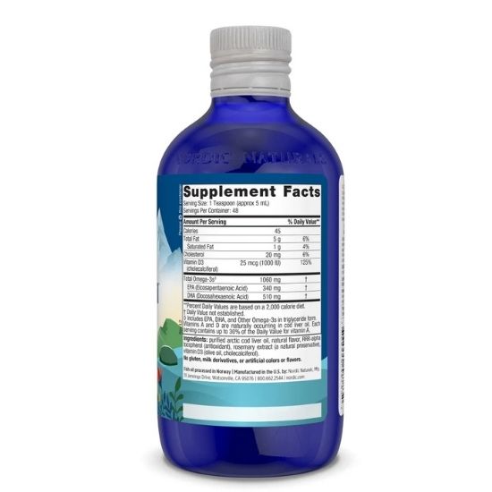 Arctic-D Cod Liver Oil, Lemon, 237 ml, Nordic Naturals - Vitax.ro