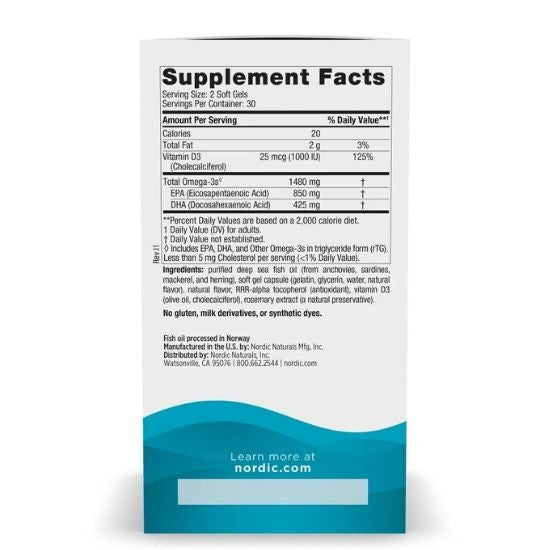Ultimate Omega Xtra, 1480mg, Lemon, 60 softgels, Nordic Naturals - Vitax.ro