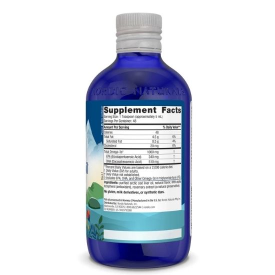 Arctic Cod Liver Oil, 1060mg, Orange, 237 ml, Nordic Naturals - Vitax.ro