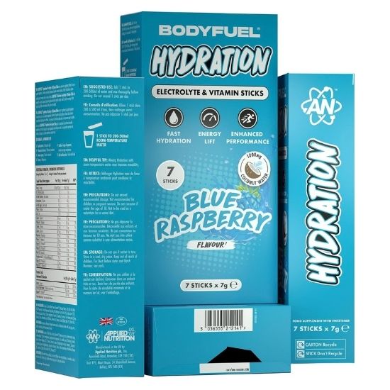 Bodyfuel Hydration Electrolyte & Vitamin Sticks, Blue Raspberry, 7 x 7g, Applied Nutrition