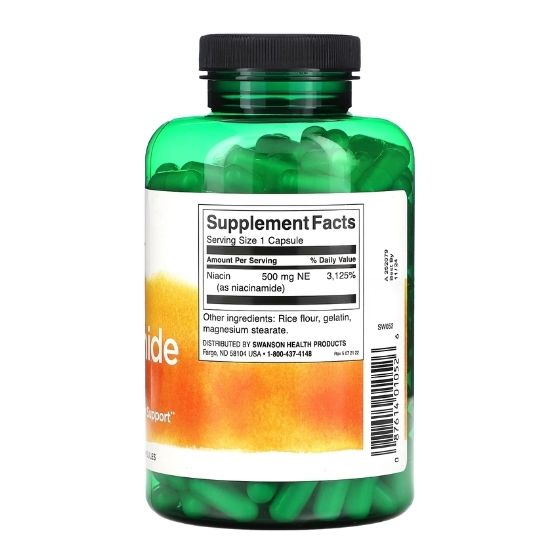 Niacinamide 500mg, 250 caps, Swanson, Swanson - Vitax.ro