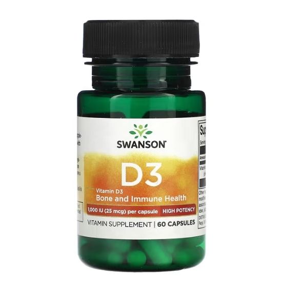 Vitamin D-3, 1000 IU, 60 caps, Swanson - Vitax.ro