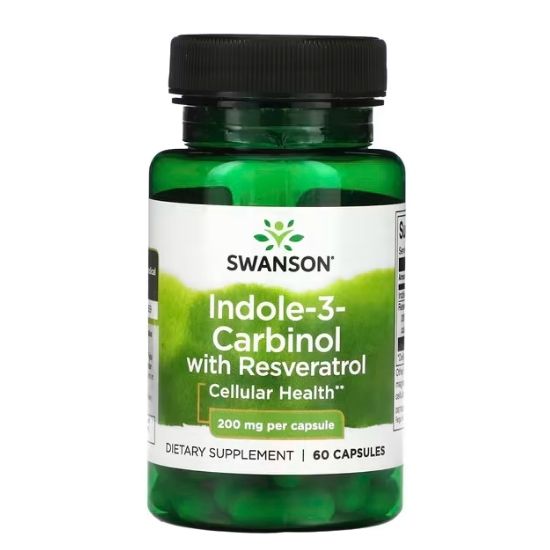 Indole-3-Carbinol with Resveratrol, 200mg, 60 caps, Swanson - Vitax.ro