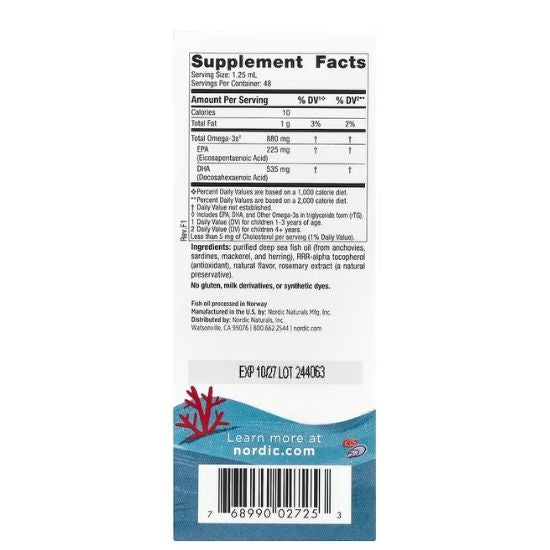 Children's DHA Xtra, 880mg, Berry Punch, 60 ml, Nordic Naturals - Vitax.ro