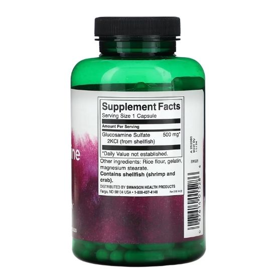 Glucosamine Sulfate 2KCl, 500mg, 250 caps, Swanson - Vitax.ro