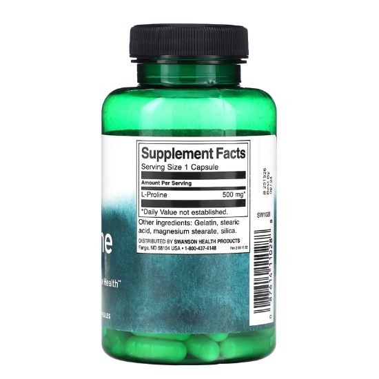 L-Proline, 500mg, 100 caps, Swanson - Vitax.ro
