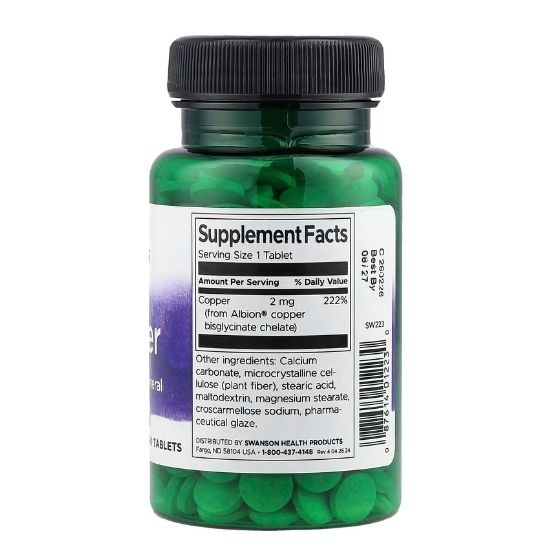 Copper, 2mg, 300 tabs, Swanson - Vitax.ro