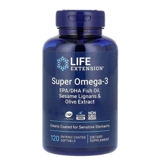 Super Omega-3 EPA/DHA with Sesame Lignans & Olive Extract, 120 enteric coated softgels, Life Extension - Vitax.ro