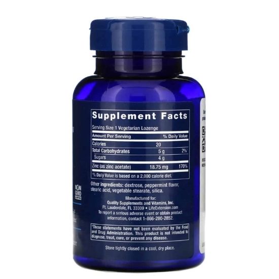 Enhanced Zinc Lozenges, 30 vegetarian lozenges, Life Extension - Vitax.ro