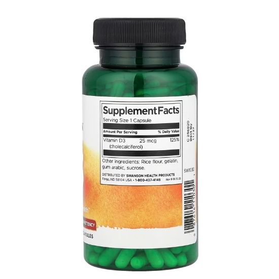 Vitamin D-3, 1000 IU, 250 caps, Swanson - Vitax.ro
