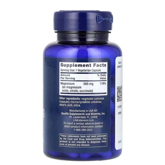 Magnesium Caps, 500mg, 100 vcaps, Life Extension - Vitax.ro