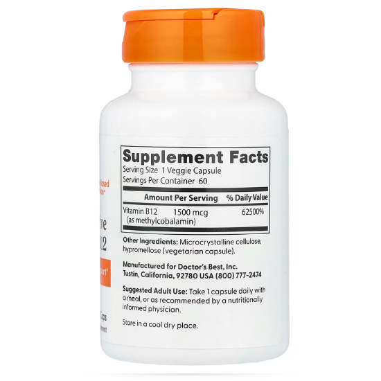 Fully Active B12, 1500mcg, 60 vcaps, Doctor's Best - Vitax.ro