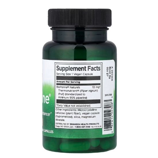 Bioperine, 10mg, 60 caps, Swanson - Vitax.ro