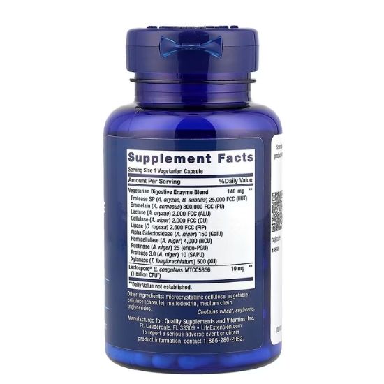 Enhanced Super Digestive Enzymes and Probiotics, 60 vcaps, Life Extension - Vitax.ro
