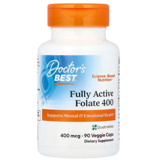 Fully Active Folate 400 with Quatrefolic, 400mcg, 90 vcaps, Doctor's Best - Vitax.ro
