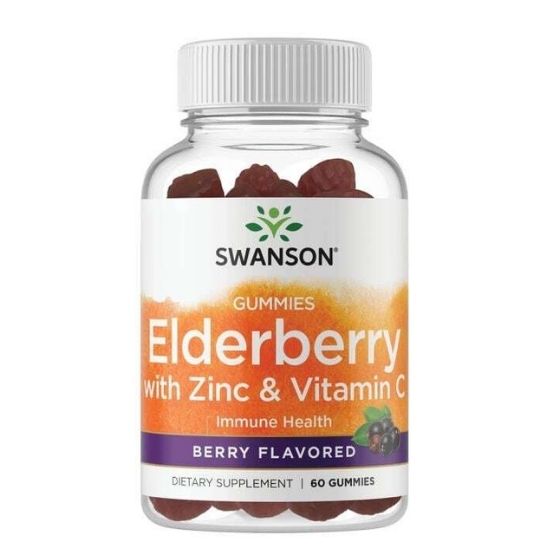 Elderberry Gummies with Zinc & Vitamin C, Berry, 60 gummies, Swanson - Vitax.ro