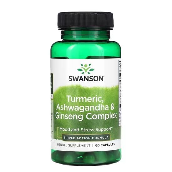 Turmeric, Ashwagandha & Ginseng Complex, 60 caps, Swanson - Vitax.ro