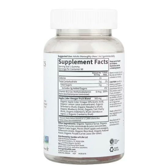 Mykind Organics Apple Cider Vinegar Gummies, 60 vegan gummies, Garden of Life - Vitax.ro