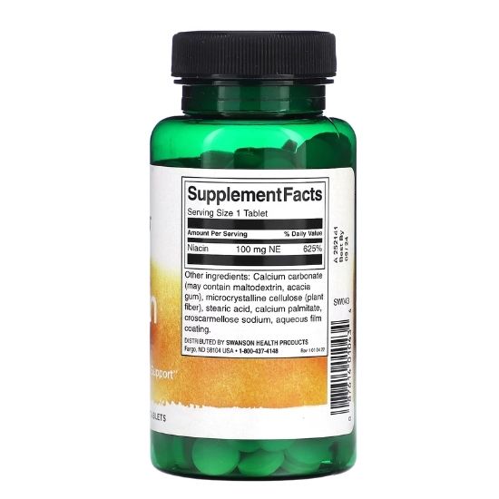 Niacin, 100mg, 250 tabs, Swanson - Vitax.ro