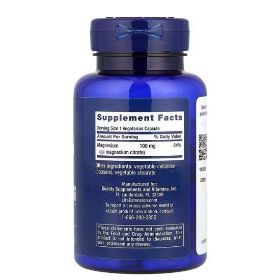Magnesium (Citrate), 100mg, 100 vcaps, Life Extension - Vitax.ro