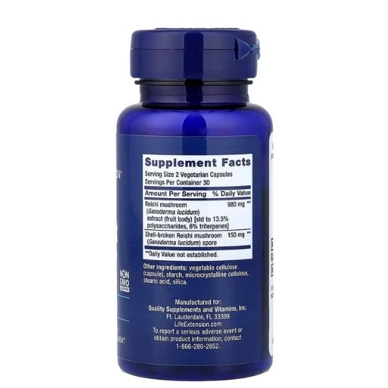 Reishi Extract Mushroom Complex, 60 vcaps, Life Extension - Vitax.ro