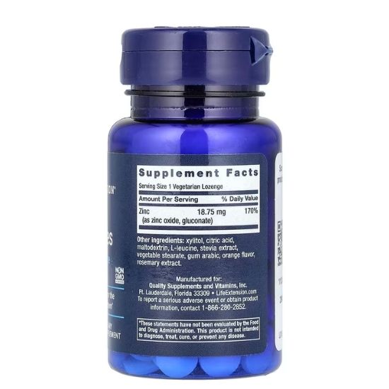 Zinc Lozenges, Natural Citrus-Orange, 60 vegetarian lozenges, Life Extension - Vitax.ro