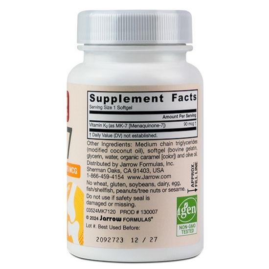 Vitamin MK-7, 90mcg, 120 softgels, Jarrow Formulas - Vitax.ro