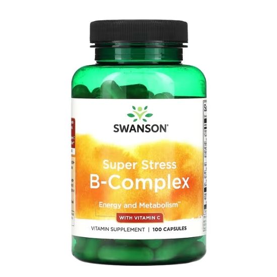 Super Stress B-Complex with Vitamin C, 100 caps, Swanson - Vitax.ro