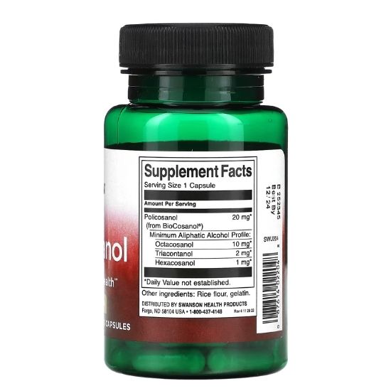 Policosanol, 20mg, 60 caps, Swanson - Vitax.ro