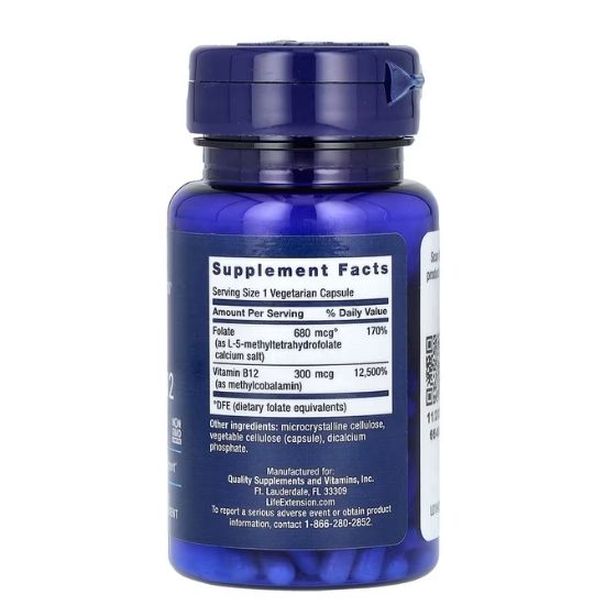 BioActive Folate & Vitamin B12, 90 vcaps, Life Extension - Vitax.ro