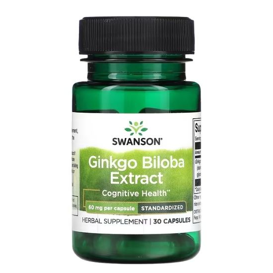 Ginkgo Biloba Extract, 60mg, 30 caps, Swanson - Vitax.ro