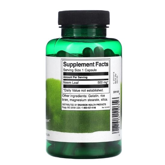 Neem Leaf, 500mg, 100 caps, Swanson - Vitax.ro