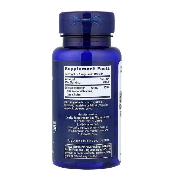 Zinc Caps, 50mg, 90 vcaps, Life Extension - Vitax.ro