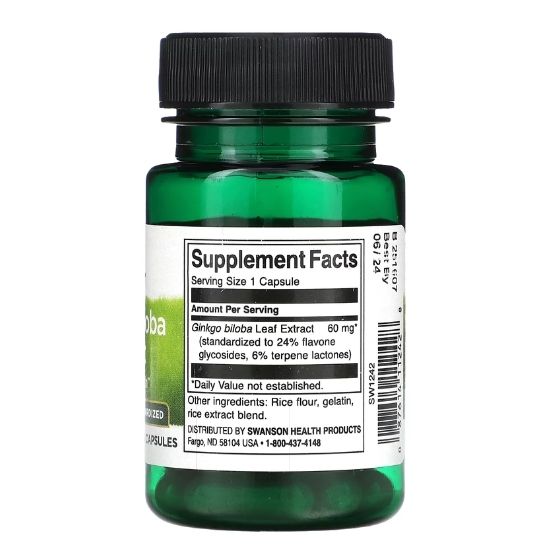 Ginkgo Biloba Extract, 60mg, 30 caps, Swanson - Vitax.ro