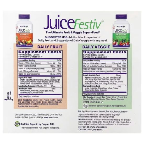 JuiceFestiv, Daily Fruits & Veggie, 60 + 60 caps, Natrol
