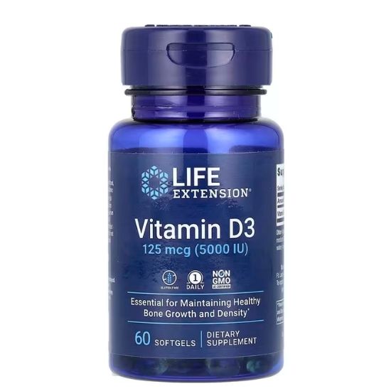 Vitamin D3, 5000IU, 60 softgels, Life Extension - Vitax.ro