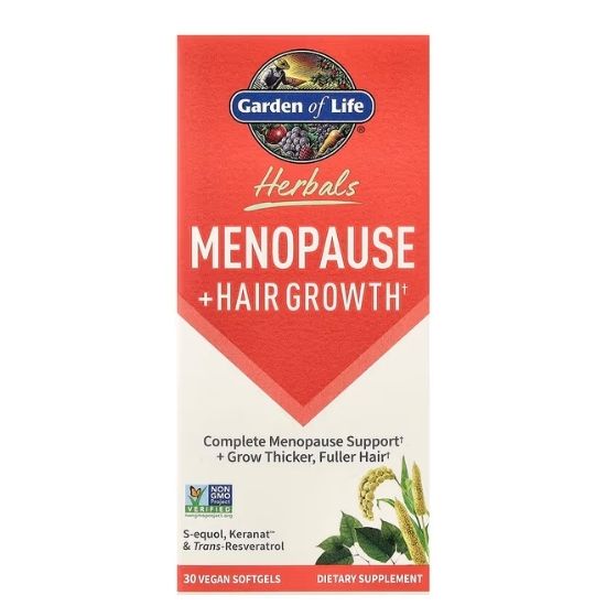 Herbals Menopause + Hair Growth, 30 vegan softgels, Garden of Life - Vitax.ro