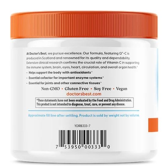Pure Vitamin C Powder cu Quali-C, 250g, Doctor's Best - Vitax.ro