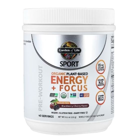 Organic Plant-Based Energy + Focus, Blackberry Cherry (Sugar Free), 231g, Garden of Life - Vitax.ro